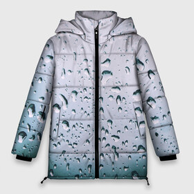 Женская зимняя куртка 3D с принтом Капли окно стекло дождь серо в Екатеринбурге, верх — 100% полиэстер; подкладка — 100% полиэстер; утеплитель — 100% полиэстер | длина ниже бедра, силуэт Оверсайз. Есть воротник-стойка, отстегивающийся капюшон и ветрозащитная планка. 

Боковые карманы с листочкой на кнопках и внутренний карман на молнии | абстракция | блики | боке | брызги | вечер | вода | градиент | дача | дождь | капли | капли на стекле | лес | лето | мрачно | окно | природа | роса | свет | силуэты | симметрия | текстура | темный | фото