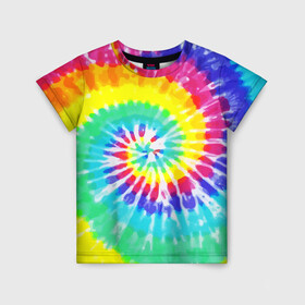 Детская футболка 3D с принтом TIE-DYE СТЕНА в Екатеринбурге, 100% гипоаллергенный полиэфир | прямой крой, круглый вырез горловины, длина до линии бедер, чуть спущенное плечо, ткань немного тянется | abstract | abstraction | color | geometry | paitnt | psy | абстракция | геометрия | краски | неоновые | психоделика