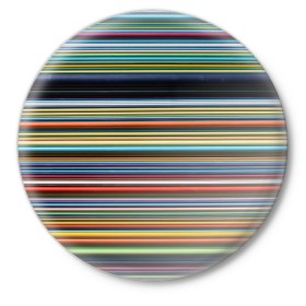 Значок с принтом РАзноцыетные линии полосы хаос в Екатеринбурге,  металл | круглая форма, металлическая застежка в виде булавки | линии | полосатый | полосы | поперечный | разноцветный | разный | рисунок | ровные | хаотичный | цветной