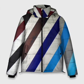 Мужская зимняя куртка 3D с принтом Косые линии полосы крупные в Екатеринбурге, верх — 100% полиэстер; подкладка — 100% полиэстер; утеплитель — 100% полиэстер | длина ниже бедра, свободный силуэт Оверсайз. Есть воротник-стойка, отстегивающийся капюшон и ветрозащитная планка. 

Боковые карманы с листочкой на кнопках и внутренний карман на молнии. | косые | краска | крупный | линии | наискось | полосы | цветной