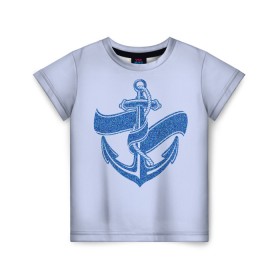 Детская футболка 3D с принтом Якорь(ВМФ) в Екатеринбурге, 100% гипоаллергенный полиэфир | прямой крой, круглый вырез горловины, длина до линии бедер, чуть спущенное плечо, ткань немного тянется | вмф | военно морской флот | день вмф | корабли | море | праздник вмф