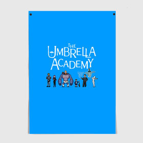 Постер с принтом The umbrella academy в Екатеринбурге, 100% бумага
 | бумага, плотность 150 мг. Матовая, но за счет высокого коэффициента гладкости имеет небольшой блеск и дает на свету блики, но в отличии от глянцевой бумаги не покрыта лаком | dark horse comics | netflix | the umbrella academy | umbrella | академия амбрелла | белая скрипка | бен харгривз | комикс | комильфо | космобой | кракен | реджинальд харгривз | сеанс | слух