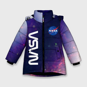 Зимняя куртка для девочек 3D с принтом NASA НАСА в Екатеринбурге, ткань верха — 100% полиэстер; подклад — 100% полиэстер, утеплитель — 100% полиэстер. | длина ниже бедра, удлиненная спинка, воротник стойка и отстегивающийся капюшон. Есть боковые карманы с листочкой на кнопках, утяжки по низу изделия и внутренний карман на молнии. 

Предусмотрены светоотражающий принт на спинке, радужный светоотражающий элемент на пуллере молнии и на резинке для утяжки. | galaxy | man | nasa | planet | planets | space | spaceman | spacex | star | stars | univerce | yfcf | астронавт | вселенная | галактика | галактики | звезда | звезды | космонавт | космонавты | космос | луна | наса | планета | планеты | тфыф