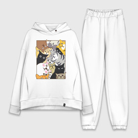 Женский костюм хлопок Oversize с принтом Котики Шпионы в Екатеринбурге,  |  | anime | art | casual | cat | cats | cute | funny | kawaii | kitty | meme | memes | pussy | selfie | аниме | арт | животные | каваи | кавай | кот | коте | котик | котики | коты | кошка | кэжуал | мем | мемы | милота | приколы | прикольные | се