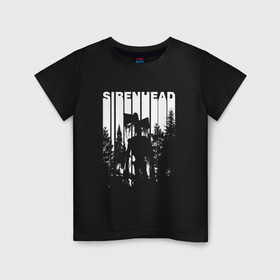 Детская футболка хлопок с принтом Siren Head в Екатеринбурге, 100% хлопок | круглый вырез горловины, полуприлегающий силуэт, длина до линии бедер | game | scp | siren head | игра | лес | монстр | персонаж | сирена | сиреноголовый | хоррор | чудовище
