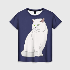 Женская футболка 3D с принтом Белый британский котик в Екатеринбурге, 100% полиэфир ( синтетическое хлопкоподобное полотно) | прямой крой, круглый вырез горловины, длина до линии бедер | cat | cute | kitten | meow | британец | британский | взгляд | друзья | животные | зверек | зверюшки | каваи | киска | котенок | котик | коты | котята | кошак | кошечки | кошки | лапы | милые | мордочка | мяу | няшные