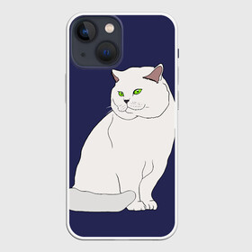Чехол для iPhone 13 mini с принтом Белый британский котик в Екатеринбурге,  |  | Тематика изображения на принте: cat | cute | kitten | meow | британец | британский | взгляд | друзья | животные | зверек | зверюшки | каваи | киска | котенок | котик | коты | котята | кошак | кошечки | кошки | лапы | милые | мордочка | мяу | няшные