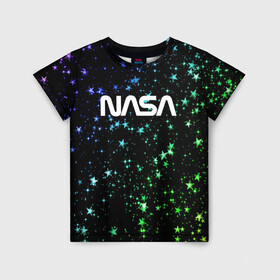 Детская футболка 3D с принтом NASA l НАСА(S) в Екатеринбурге, 100% гипоаллергенный полиэфир | прямой крой, круглый вырез горловины, длина до линии бедер, чуть спущенное плечо, ткань немного тянется | cosmonavt | galaxy | nasa | nebula | space | star | абстракция | астронавт | вселенная | галактика | звезда | звезды | космический | космонавт | наса | планеты | скафандр