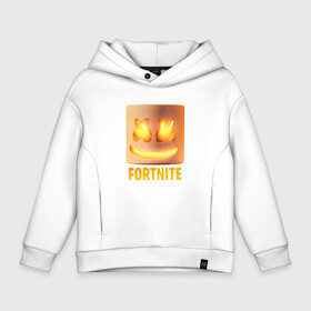 Детское худи Oversize хлопок с принтом Fortnite Marshmello в Екатеринбурге, френч-терри — 70% хлопок, 30% полиэстер. Мягкий теплый начес внутри —100% хлопок | боковые карманы, эластичные манжеты и нижняя кромка, капюшон на магнитной кнопке | Тематика изображения на принте: fortnite | marshmello | маршмелло | маршмеллоу | фортнайт