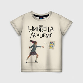 Детская футболка 3D с принтом The umbrella academy в Екатеринбурге, 100% гипоаллергенный полиэфир | прямой крой, круглый вырез горловины, длина до линии бедер, чуть спущенное плечо, ткань немного тянется | dark horse comics | netflix | the umbrella academy | umbrella | академия амбрелла | белая скрипка | бен харгривз | комикс | комильфо | космобой | кракен | реджинальд харгривз | сеанс | слух