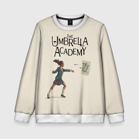 Детский свитшот 3D с принтом The umbrella academy в Екатеринбурге, 100% полиэстер | свободная посадка, прямой крой, мягкая тканевая резинка на рукавах и понизу свитшота | Тематика изображения на принте: dark horse comics | netflix | the umbrella academy | umbrella | академия амбрелла | белая скрипка | бен харгривз | комикс | комильфо | космобой | кракен | реджинальд харгривз | сеанс | слух