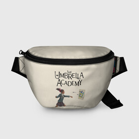 Поясная сумка 3D с принтом The umbrella academy в Екатеринбурге, 100% полиэстер | плотная ткань, ремень с регулируемой длиной, внутри несколько карманов для мелочей, основное отделение и карман с обратной стороны сумки застегиваются на молнию | dark horse comics | netflix | the umbrella academy | umbrella | академия амбрелла | белая скрипка | бен харгривз | комикс | комильфо | космобой | кракен | реджинальд харгривз | сеанс | слух