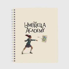 Тетрадь с принтом The umbrella academy в Екатеринбурге, 100% бумага | 48 листов, плотность листов — 60 г/м2, плотность картонной обложки — 250 г/м2. Листы скреплены сбоку удобной пружинной спиралью. Уголки страниц и обложки скругленные. Цвет линий — светло-серый
 | dark horse comics | netflix | the umbrella academy | umbrella | академия амбрелла | белая скрипка | бен харгривз | комикс | комильфо | космобой | кракен | реджинальд харгривз | сеанс | слух