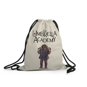 Рюкзак-мешок 3D с принтом The umbrella academy в Екатеринбурге, 100% полиэстер | плотность ткани — 200 г/м2, размер — 35 х 45 см; лямки — толстые шнурки, застежка на шнуровке, без карманов и подкладки | dark horse comics | netflix | the umbrella academy | umbrella | академия амбрелла | белая скрипка | бен харгривз | комикс | комильфо | космобой | кракен | реджинальд харгривз | сеанс | слух