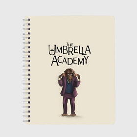 Тетрадь с принтом The umbrella academy в Екатеринбурге, 100% бумага | 48 листов, плотность листов — 60 г/м2, плотность картонной обложки — 250 г/м2. Листы скреплены сбоку удобной пружинной спиралью. Уголки страниц и обложки скругленные. Цвет линий — светло-серый
 | dark horse comics | netflix | the umbrella academy | umbrella | академия амбрелла | белая скрипка | бен харгривз | комикс | комильфо | космобой | кракен | реджинальд харгривз | сеанс | слух