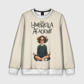 Детский свитшот 3D с принтом The umbrella academy в Екатеринбурге, 100% полиэстер | свободная посадка, прямой крой, мягкая тканевая резинка на рукавах и понизу свитшота | Тематика изображения на принте: dark horse comics | netflix | the umbrella academy | umbrella | академия амбрелла | белая скрипка | бен харгривз | комикс | комильфо | космобой | кракен | реджинальд харгривз | сеанс | слух