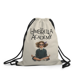 Рюкзак-мешок 3D с принтом The umbrella academy в Екатеринбурге, 100% полиэстер | плотность ткани — 200 г/м2, размер — 35 х 45 см; лямки — толстые шнурки, застежка на шнуровке, без карманов и подкладки | dark horse comics | netflix | the umbrella academy | umbrella | академия амбрелла | белая скрипка | бен харгривз | комикс | комильфо | космобой | кракен | реджинальд харгривз | сеанс | слух