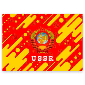 Поздравительная открытка с принтом USSR / СССР в Екатеринбурге, 100% бумага | плотность бумаги 280 г/м2, матовая, на обратной стороне линовка и место для марки
 | ccch | made | russia | sssr | ussr | ветеран | герб | гыык | ленин | орел | победа | родина | рожден | рожденный | россия | русский | сборная | сделан | сделано | символ | символы | советский | союз | ссср | сталин