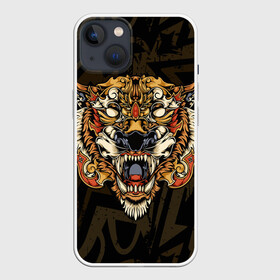 Чехол для iPhone 13 с принтом Тигровый стимпанк (Tiger) в Екатеринбурге,  |  | барс | волк | детёныш | джунгли | енот | животное | злость | зубр | клыки | кот | лев | леопард | лес | листья | львица | медведь | монстр | оскал | охотник | пасть | полосы | пятнистая | рык | рычание | тигр