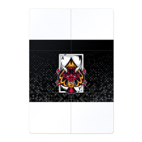 Магнитный плакат 2Х3 с принтом Карточный дьявол (Пиковый туз) в Екатеринбурге, Полимерный материал с магнитным слоем | 6 деталей размером 9*9 см | Тематика изображения на принте: ас | бубна | валет | восьмёрка | выигрыш | главарь | дама | десятка | джокер | долг | дьявол | казино | карта | карточный | карты | козырь | колода | король | крести | куш | масть | очко | пик | пики | победа