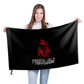 Флаг 3D с принтом POWERWOLF в Екатеринбурге, 100% полиэстер | плотность ткани — 95 г/м2, размер — 67 х 109 см. Принт наносится с одной стороны | hardcore | metal | music | powerwolf | punk | rock | волки | метал | музыка | панк | рок