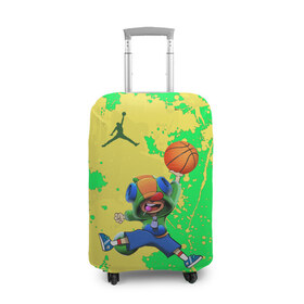 Чехол для чемодана 3D с принтом Brawl STARS (Jordan) в Екатеринбурге, 86% полиэфир, 14% спандекс | двустороннее нанесение принта, прорези для ручек и колес | air jordan | brawl | leon | moba | stars | supercell | баскетбол | игра | коллаборация | коллаж | паттерн