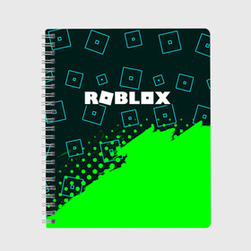 Тетрадь с принтом ROBLOX РОБЛОКС в Екатеринбурге, 100% бумага | 48 листов, плотность листов — 60 г/м2, плотность картонной обложки — 250 г/м2. Листы скреплены сбоку удобной пружинной спиралью. Уголки страниц и обложки скругленные. Цвет линий — светло-серый
 | blocks | blox | game | games | logo | minecraft | mobile | online | roblocks | roblox | robux | studio | блоки | игра | игры | квадрат | квадратик | кщидщч | лого | логотип | майнкрафт | онлайн | роблокс | робукс | символ | символы | студия
