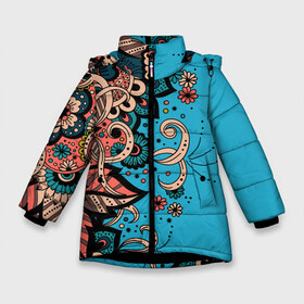 Зимняя куртка для девочек 3D с принтом Цветочная фантазия в Екатеринбурге, ткань верха — 100% полиэстер; подклад — 100% полиэстер, утеплитель — 100% полиэстер. | длина ниже бедра, удлиненная спинка, воротник стойка и отстегивающийся капюшон. Есть боковые карманы с листочкой на кнопках, утяжки по низу изделия и внутренний карман на молнии. 

Предусмотрены светоотражающий принт на спинке, радужный светоотражающий элемент на пуллере молнии и на резинке для утяжки. | botanica | fantasy | flower | flowers | garden | magic | magical | pattern | tattoo | tracery | weave | арт | ботаника | в виде | вензеля | волшебная | волшебные | из цветов | паттерн | сад | тату | татуировка | татуха | узор | узоры | фанта