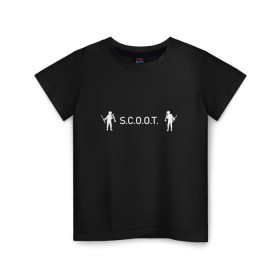 Детская футболка хлопок с принтом Самокат фристайл S.C.O.O.T в Екатеринбурге, 100% хлопок | круглый вырез горловины, полуприлегающий силуэт, длина до линии бедер | 