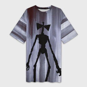 Платье-футболка 3D с принтом Сиреноголовый в Екатеринбурге,  |  | head | sirenhead | великан | гигант | голова | гуманоид | инопланетянин | клещни | кости | криптид | мистика | монстр | нло | пришелец | сирена | сиреноголовый | скелет | страшный | существа | тень | титан