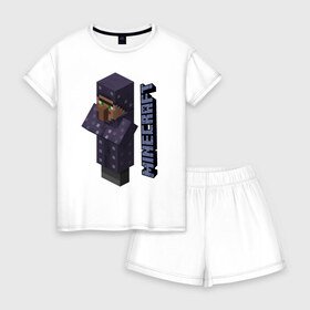 Женская пижама с шортиками хлопок с принтом Minecraft в Екатеринбурге, 100% хлопок | футболка прямого кроя, шорты свободные с широкой мягкой резинкой | minecraft | копатель | кубики | майкрафт | майнкрафт | мморг | мультиплеер | пиксели | пиксельная игра | развивающая игра | рпг | строительство | стройка
