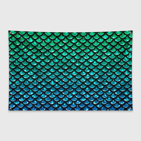 Флаг-баннер с принтом Змеиная кожа в Екатеринбурге, 100% полиэстер | размер 67 х 109 см, плотность ткани — 95 г/м2; по краям флага есть четыре люверса для крепления | бирюзовый | блики | зеленый | змея | кожа | свет | синий | чешуя