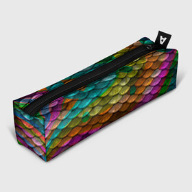 Пенал 3D с принтом Цветная чешуя в Екатеринбурге, 100% полиэстер | плотная ткань, застежка на молнии | Тематика изображения на принте: змея | цвета | цветные | чешуя | яркие цвета