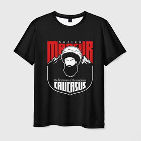 Мужская футболка 3D с принтом ШЕЙХ МАНСУР в Екатеринбурге, 100% полиэфир | прямой крой, круглый вырез горловины, длина до линии бедер | caucasus | mansur | sheih | кавказ | мансур | нохчо | чечня | шейх мансур