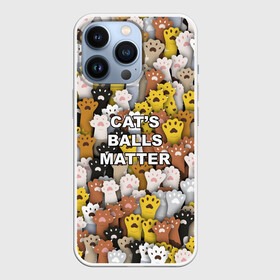 Чехол для iPhone 13 Pro с принтом Cats Balls Matter в Екатеринбурге,  |  | Тематика изображения на принте: black lives matter | blm | жизни черных | кот | котии | кошка | лапки | паттерн | протест | толпа | яйца