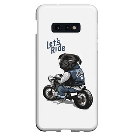 Чехол для Samsung S10E с принтом Pug Rider (Z) в Екатеринбурге, Силикон | Область печати: задняя сторона чехла, без боковых панелей | Тематика изображения на принте: dog | doggie | doggy | mops | pug | декоративная собака | друг человека | другу | кинолог | лабрадор | малые молоссоиды | мопс | мопсик | мохнатый | пес | пёсель | пёсик | подарок | подруге | собака | собакен | собаки