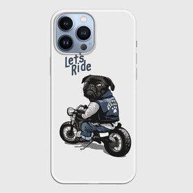 Чехол для iPhone 13 Pro Max с принтом Pug Rider | Байкер Мопс (Z) в Екатеринбурге,  |  | Тематика изображения на принте: dog | doggie | doggy | mops | pug | декоративная собака | друг человека | другу | кинолог | лабрадор | малые молоссоиды | мопс | мопсик | мохнатый | пес | пёсель | пёсик | подарок | подруге | собака | собакен | собаки