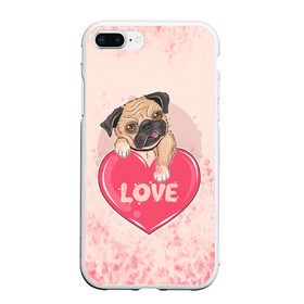 Чехол для iPhone 7Plus/8 Plus матовый с принтом Love Pug (Z) в Екатеринбурге, Силикон | Область печати: задняя сторона чехла, без боковых панелей | dog | doggie | doggy | mops | pug | декоративная собака | друг человека | другу | кинолог | лабрадор | малые молоссоиды | мопс | мопсик | мохнатый | пес | пёсель | пёсик | подарок | подруге | собака | собакен | собаки