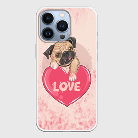 Чехол для iPhone 13 Pro с принтом Love Pug | Люблю мопса (Z) в Екатеринбурге,  |  | dog | doggie | doggy | mops | pug | декоративная собака | друг человека | другу | кинолог | лабрадор | малые молоссоиды | мопс | мопсик | мохнатый | пес | пёсель | пёсик | подарок | подруге | собака | собакен | собаки