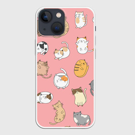 Чехол для iPhone 13 mini с принтом КОТЕЙКИ | ПАТТЕРН (Z) в Екатеринбурге,  |  | cat | cats | pattern | домашнее животное | квадрокот | кот | котейка | котики | кошка | кошки | мартовские коты | милая | милые | мимими | мур | мурмур | мурмурмур | мяу | няшные | паттерн | прикольная | смешная