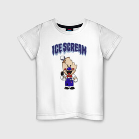 Детская футболка хлопок с принтом Ice Scream в Екатеринбурге, 100% хлопок | круглый вырез горловины, полуприлегающий силуэт, длина до линии бедер | Тематика изображения на принте: horror | ice scream | neighborhood | аркадный | хоррор