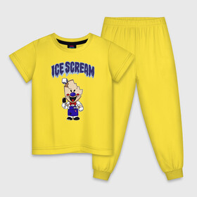 Детская пижама хлопок с принтом Ice Scream в Екатеринбурге, 100% хлопок |  брюки и футболка прямого кроя, без карманов, на брюках мягкая резинка на поясе и по низу штанин
 | Тематика изображения на принте: horror | ice scream | neighborhood | аркадный | хоррор