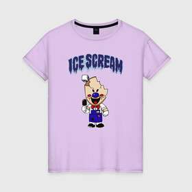 Женская футболка хлопок с принтом Ice Scream в Екатеринбурге, 100% хлопок | прямой крой, круглый вырез горловины, длина до линии бедер, слегка спущенное плечо | horror | ice scream | neighborhood | аркадный | хоррор