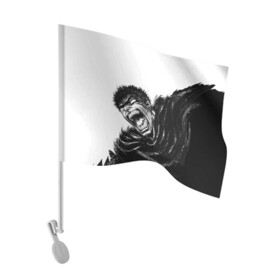 Флаг для автомобиля с принтом Ярость в Екатеринбурге, 100% полиэстер | Размер: 30*21 см | berserk | берсерк | гатс | черный мечник | ярость