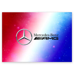 Поздравительная открытка с принтом MERCEDES / МЕРСЕДЕС в Екатеринбурге, 100% бумага | плотность бумаги 280 г/м2, матовая, на обратной стороне линовка и место для марки
 | amg | auto | bens | benz | logo | merc | mercedes | mercedes benz | mersedes | moto | new | star | vthctltc | авто | амг | бенц | звезда | класс | лого | логотип | мерин | мерс | мерседес | мерседес бенц | мото | новый | символ | символы | ьуксуву