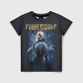 Детская футболка 3D с принтом POWERWOLF в Екатеринбурге, 100% гипоаллергенный полиэфир | прямой крой, круглый вырез горловины, длина до линии бедер, чуть спущенное плечо, ткань немного тянется | powerwolf | метал | повервольф | повервульф | рок