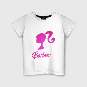 Детская футболка хлопок с принтом Барби в Екатеринбурге, 100% хлопок | круглый вырез горловины, полуприлегающий силуэт, длина до линии бедер | девушка барби | искусство | кукла | логотип | розовый
