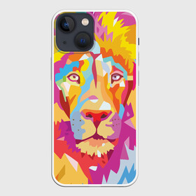 Чехол для iPhone 13 mini с принтом Акварельный лев в Екатеринбурге,  |  | арт | грива | деко | жедтая | животные | закат | зверей | золото | кошка | лев | лето | львенок | неоновая | очки | пляж | прайд | разноцветная | солнце | тигр | узоры | царь | яркие