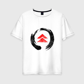 Женская футболка хлопок Oversize с принтом Ghost of Tsushima Black (Z) в Екатеринбурге, 100% хлопок | свободный крой, круглый ворот, спущенный рукав, длина до линии бедер
 | game | ghost of tsushima | jin sakai | samurai | дзин сакай | игра | призрак цусимы | самурай