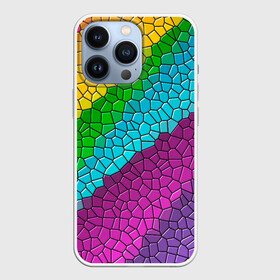 Чехол для iPhone 13 Pro с принтом Яркая мозаика в Екатеринбурге,  |  | желтый | зелёный | красный | мозаика | оранжевый | радуга | синий | фиолетовый | цвета | яркие | яркие цвета